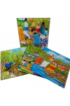 SET DE 4 SOUS VERRES EN VERRE DECO PEINTURE NAIVE