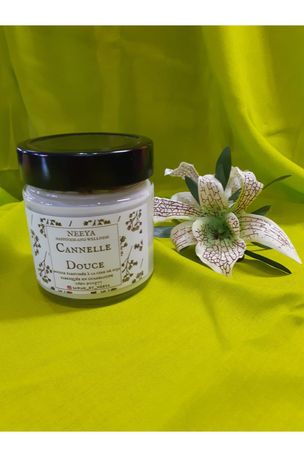 BOUGIE PARFUMEE CANELLE DOUCE 220 ML AVEC DES FLEURS SECHEES