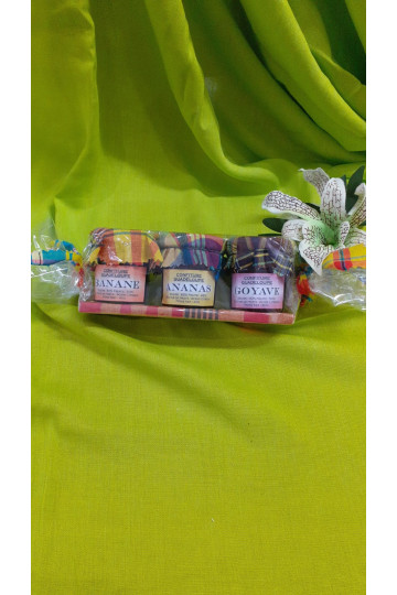 CONFITURES ARTISANALES X3 SUR BAMBOU/MADRAS