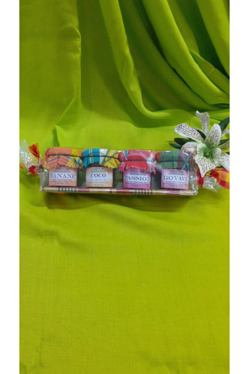 CONFITURES ARTISANALES X4 SUR BAMBOU/MADRAS