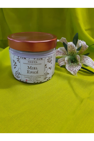 BOUGIE PARFUMEE MIEL EPICE 314ML AVEC DES FLEURS SECHE