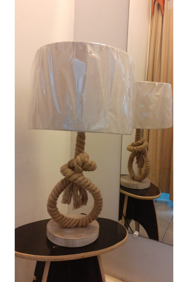 LAMPE CORDAGE EN BOIS H. 52CM 230V E27 60W