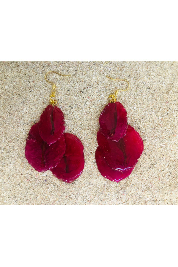 BOUCLES D'OREILLES TRIPLE PETALES DE BOUGAINVILLIER