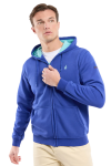 Sweat Zippé Capuche 70% Cot 30%Pol Etoile int Pool Blue