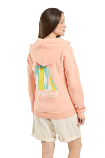 Sweat Zippé Capuche 70% Cot 30%Pol Peach Nectar