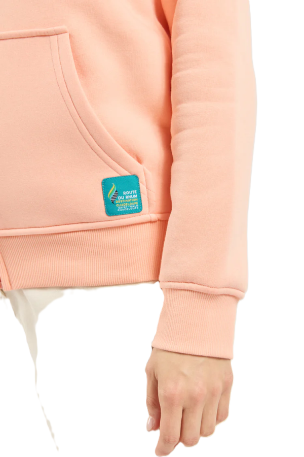 Sweat Zippé Capuche 70% Cot 30%Pol Peach Nectar