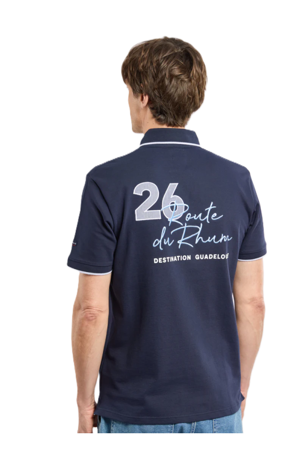 Polo MC Homme Brodé RDR26 95% Coton 5% Elasth Marine Deep