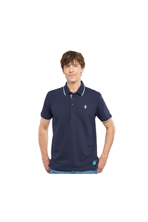 Polo MC Homme Brodé RDR26 95% Coton 5% Elasth Marine Deep