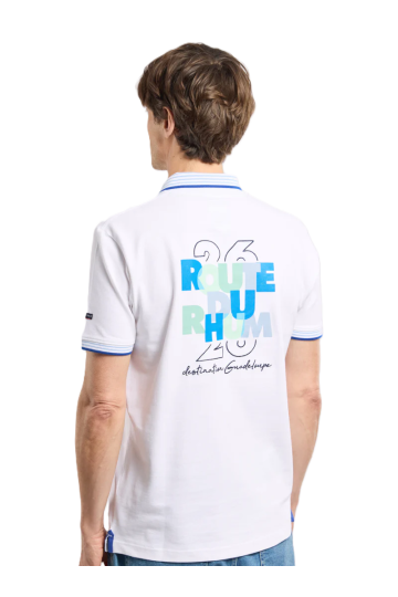 Polo MC Homme Brodé RDR26 95% Coton 5% Elasthanne Blanc
