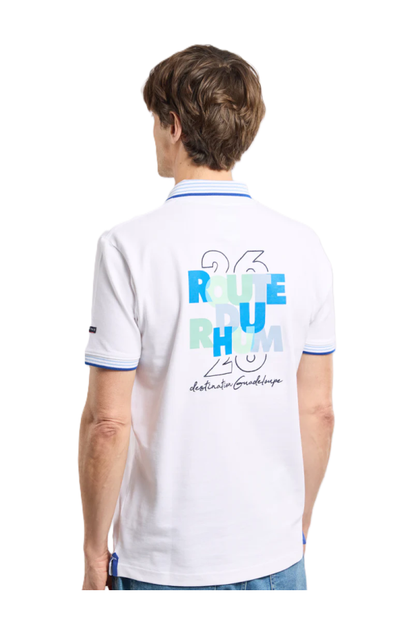 Polo MC Homme Brodé RDR26 95% Coton 5% Elasthanne Blanc