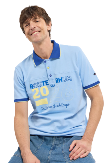 Polo MC Homme Brodé RDR26 95% Coton 5% Elast Placid Blue
