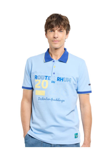 Polo MC Homme Brodé RDR26 95% Coton 5% Elast Placid Blue