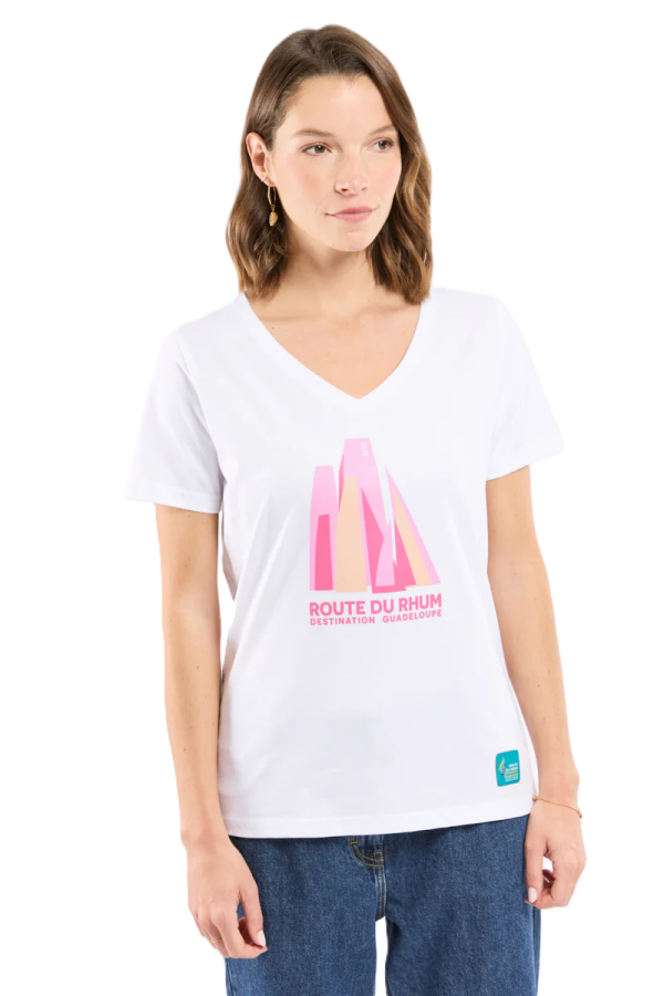 T-shirt sérigraphié RDR26 Destination Guadeloupe Blanc