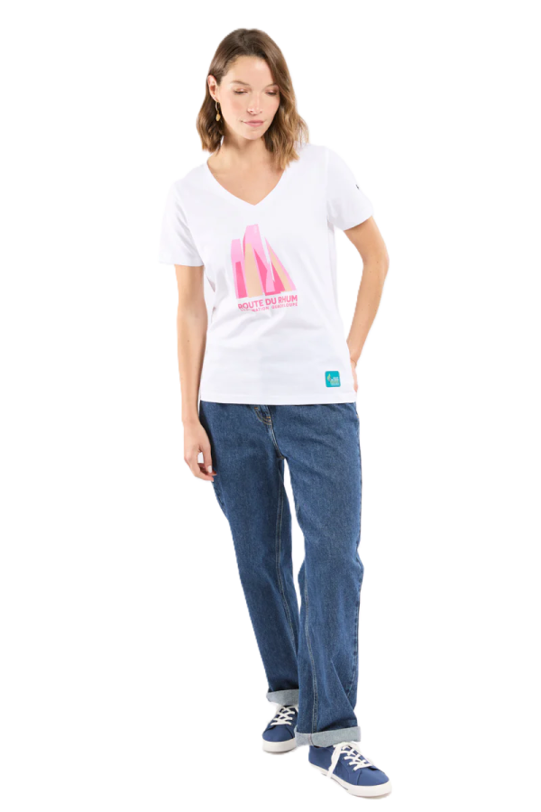 T-shirt sérigraphié RDR26 Destination Guadeloupe Blanc