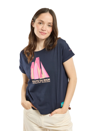T-shirt coupe loose RDR Destination Guadeloupe Marine Deep