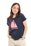 T-shirt coupe loose RDR Destination Guadeloupe Marine Deep