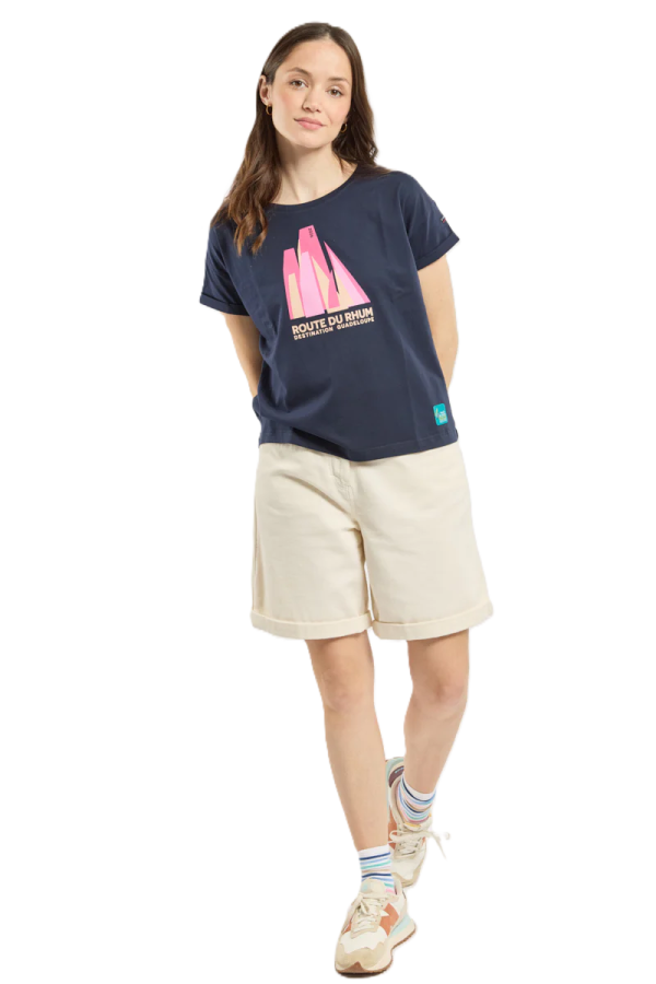 T-shirt coupe loose RDR Destination Guadeloupe Marine Deep