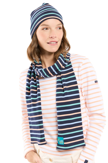 Écharpe Rayée Coton Epais MD/Placid Blue/Pool Blue/Peach