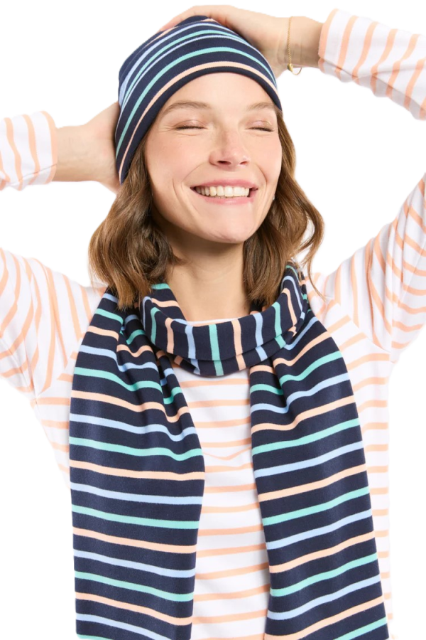 Bonnet rayé - coton MD/Placid Blue/Pool Blue/Peach