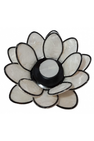 PHOTOPHORE PORTE BOUGIE NACRE FEUILLE DE LOTUS