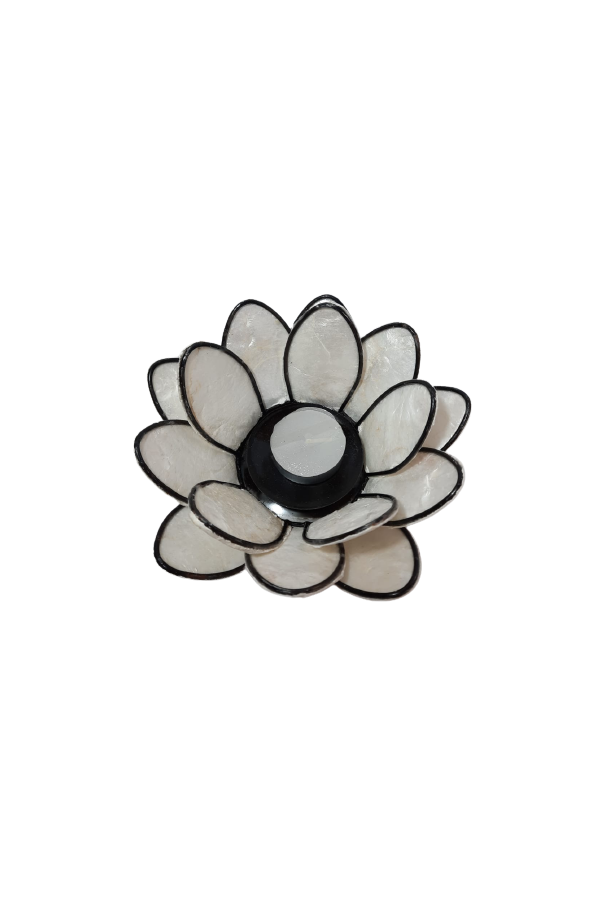 PHOTOPHORE PORTE BOUGIE NACRE FEUILLE DE LOTUS